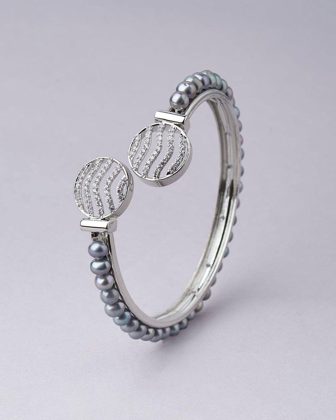 Single Line Grey Pearl Bangle - Chandrani Pearls