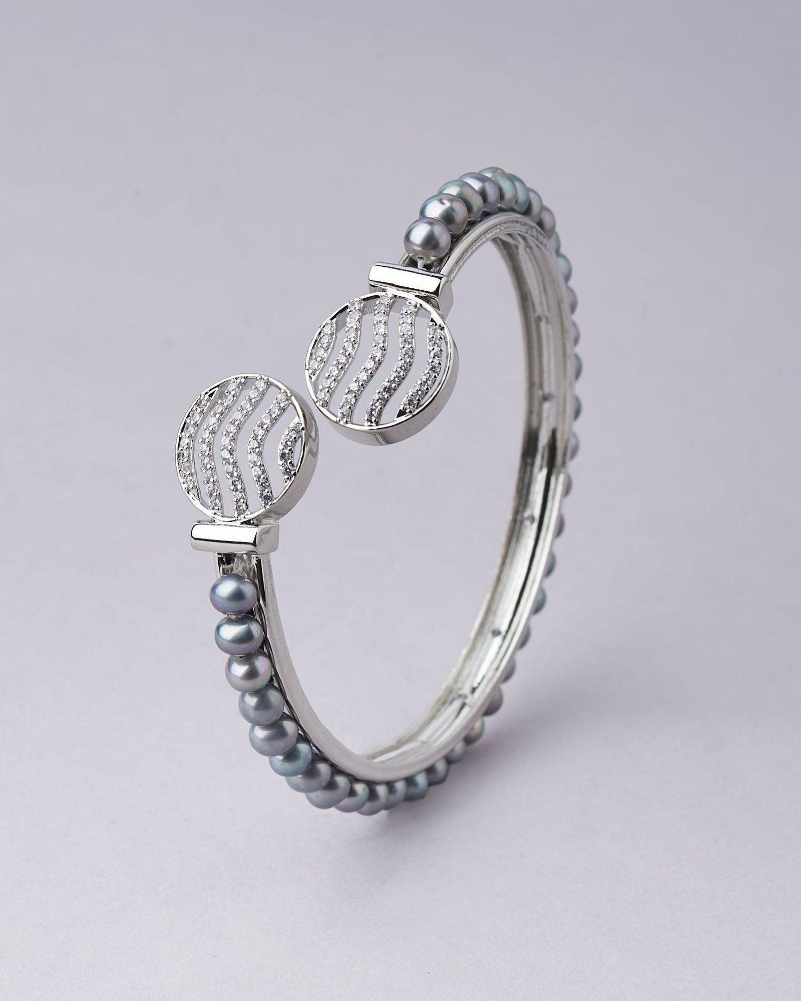 Single Line Grey Pearl Bangle - Chandrani Pearls