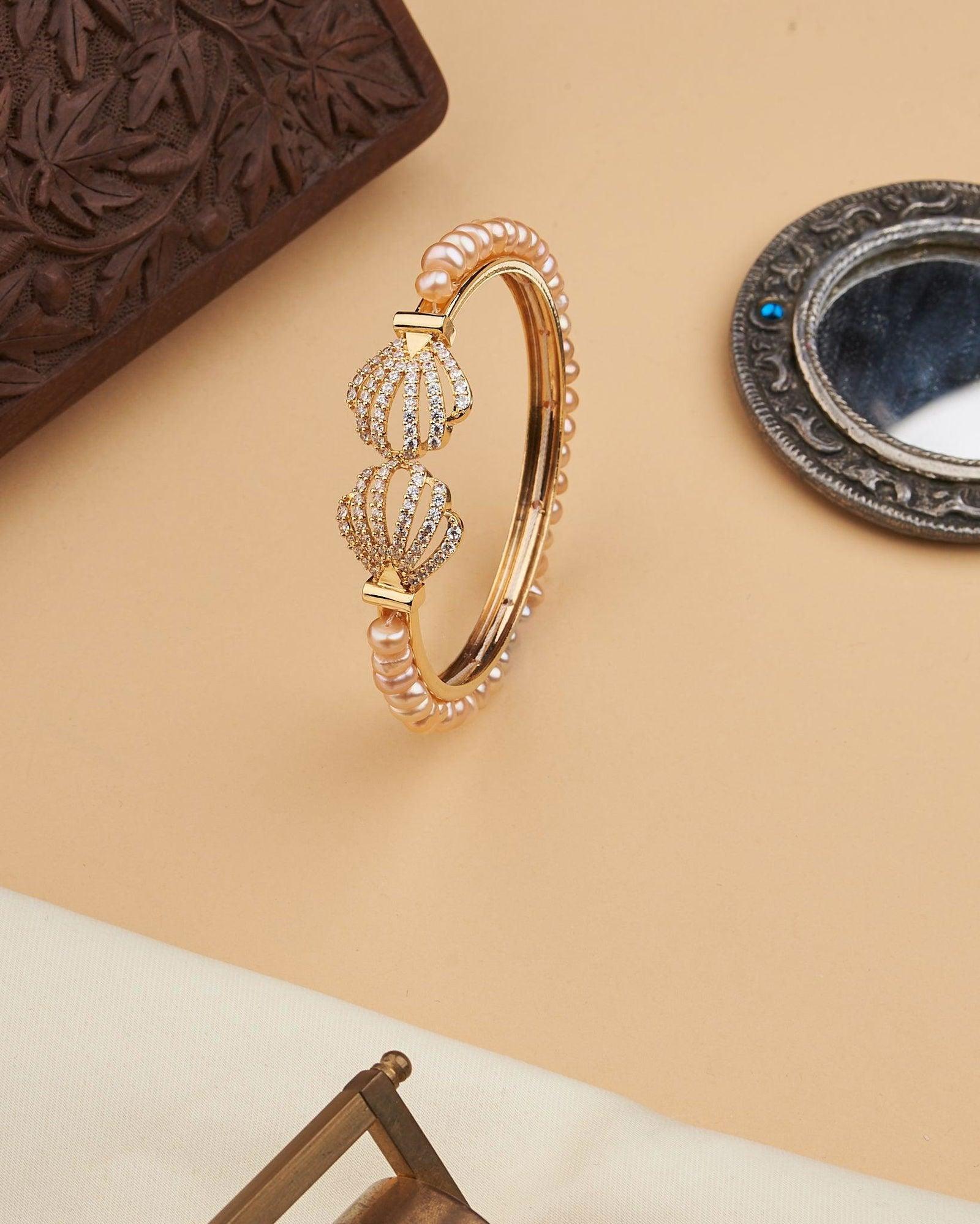 Single Line Rose Gold Bangle - Chandrani Pearls