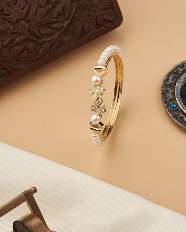 Single Line White Pearl Bangle - Chandrani Pearls