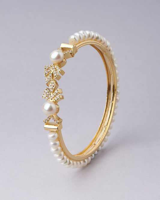 Single Line White Pearl Bangle - Chandrani Pearls