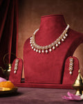 Sparkle Cluster CZ Pendant Pearl Necklace Set - Chandrani Pearls
