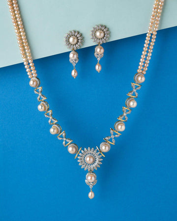Sparkling Chandak Filigree  Necklace Set - Chandrani Pearls