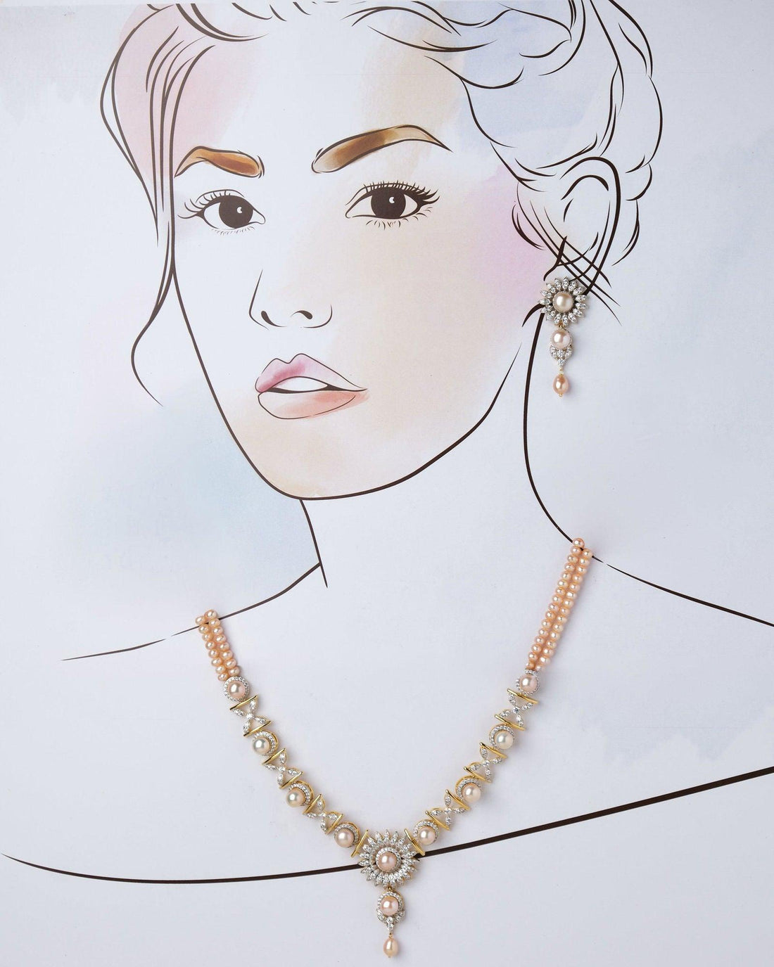 Sparkling Chandak Filigree  Necklace Set - Chandrani Pearls