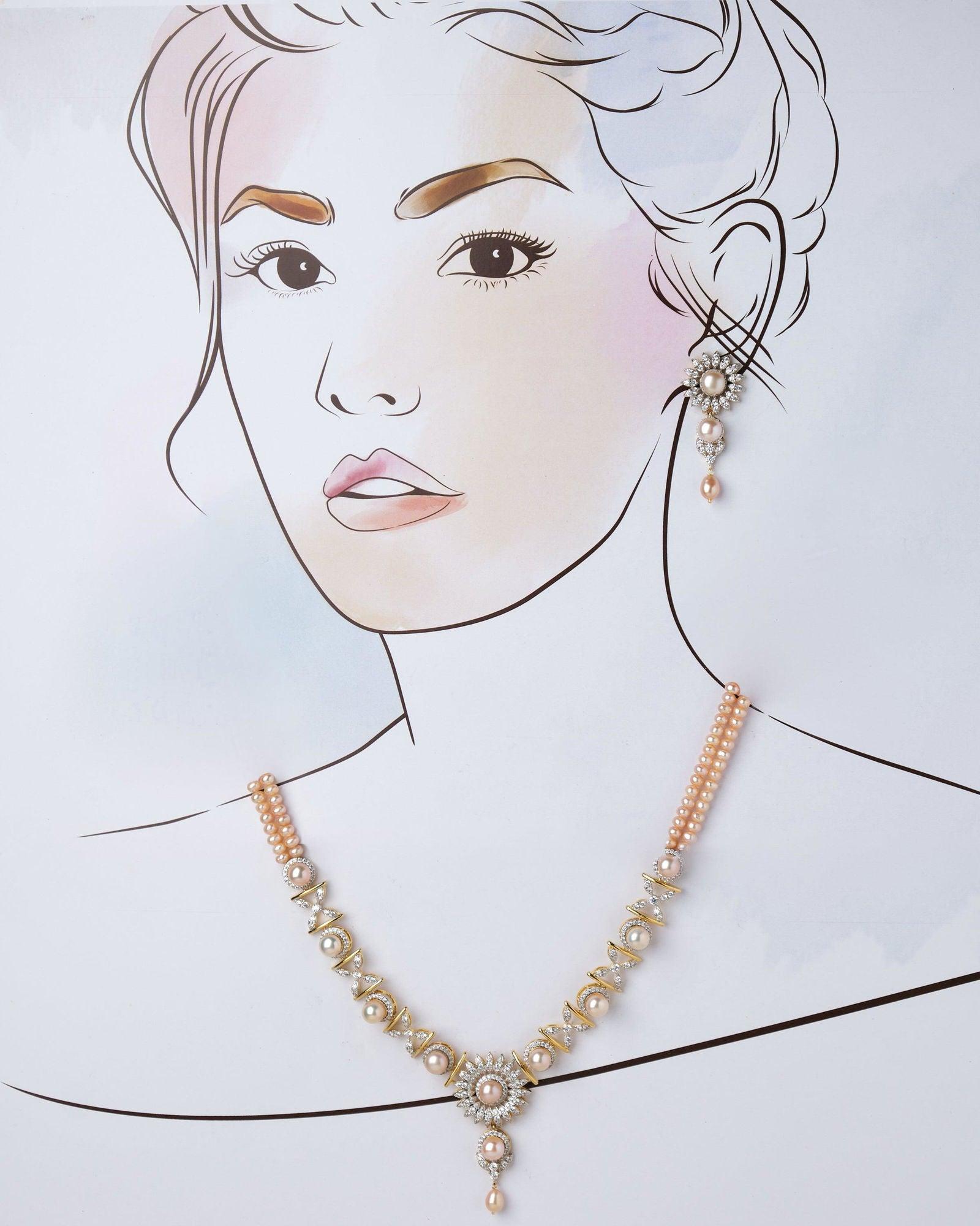 Sparkling Chandak Filigree  Necklace Set - Chandrani Pearls