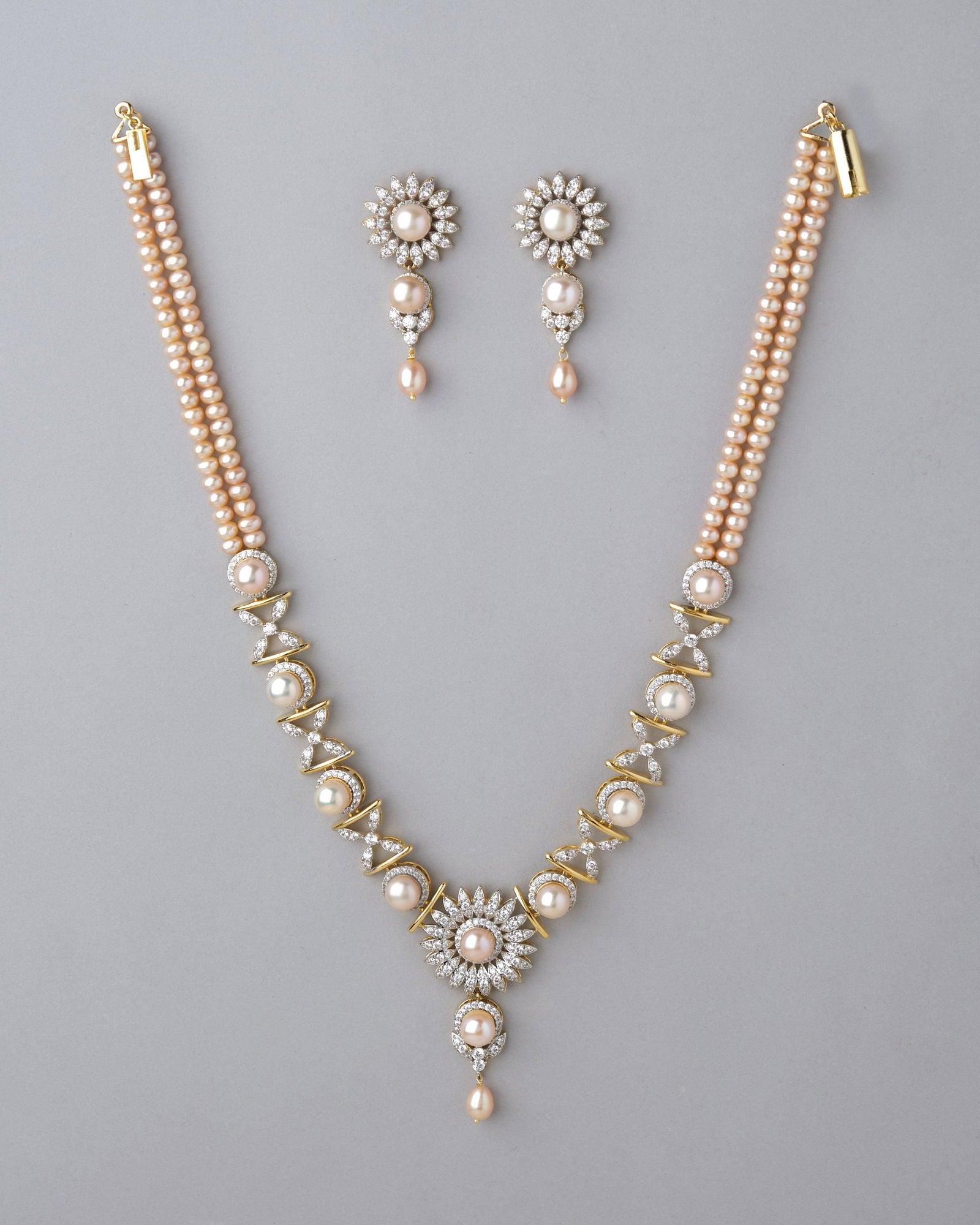 Sparkling Chandak Filigree  Necklace Set - Chandrani Pearls