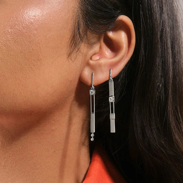 Sparkling Solitaire & CZ Huggie - Bold N' Italic