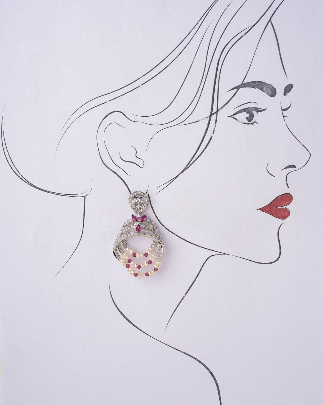 Spell Of Glamor Stone Studded Pearl Earring - Chandrani Pearls