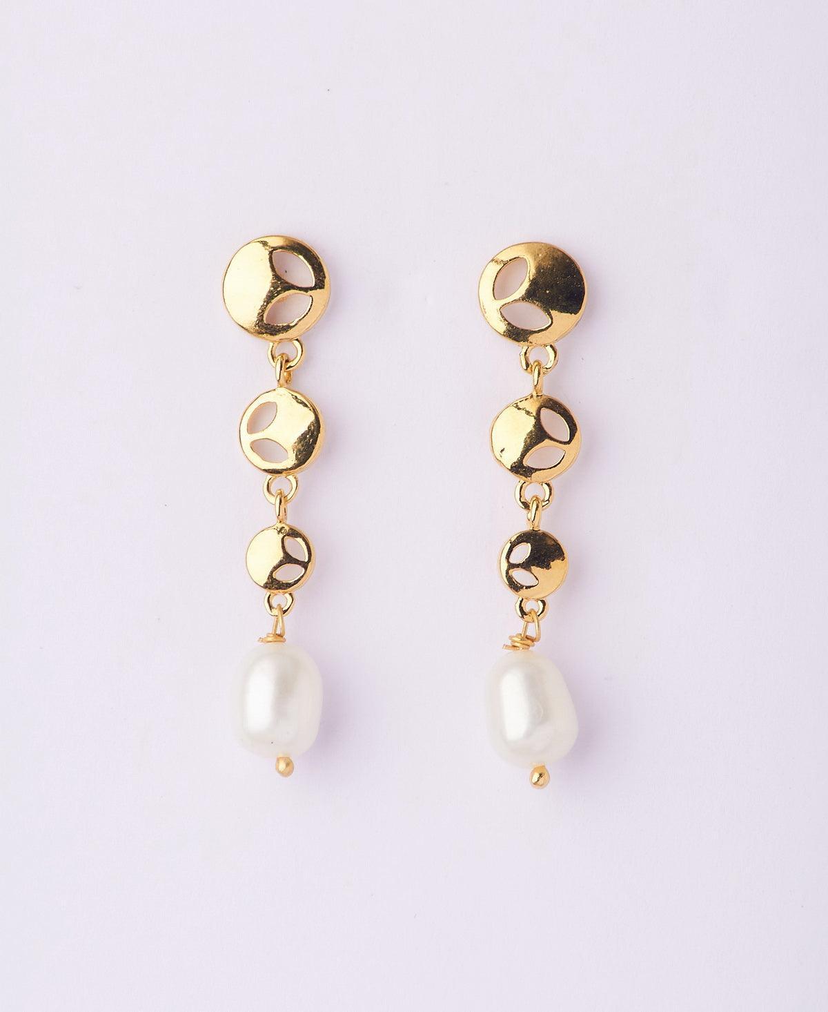 Standout Golden Pearl Hanging Earring - Chandrani Pearls