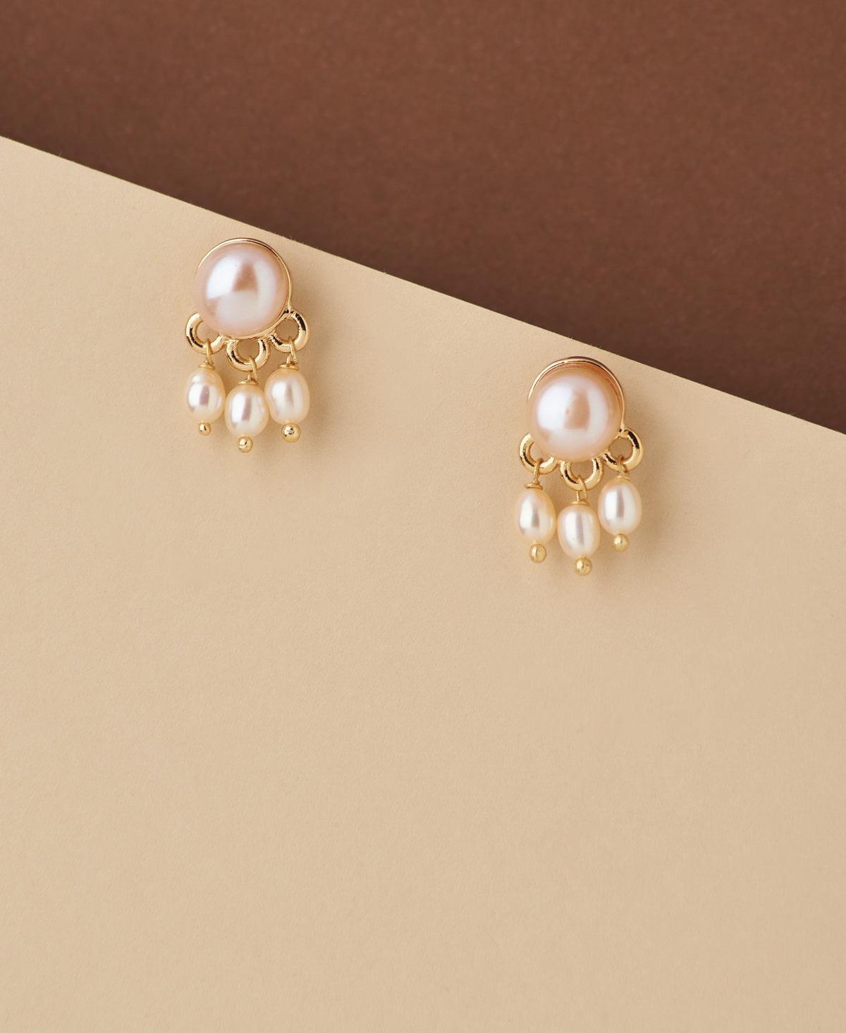 Standout Golden Pearl Hanging Earring - Chandrani Pearls