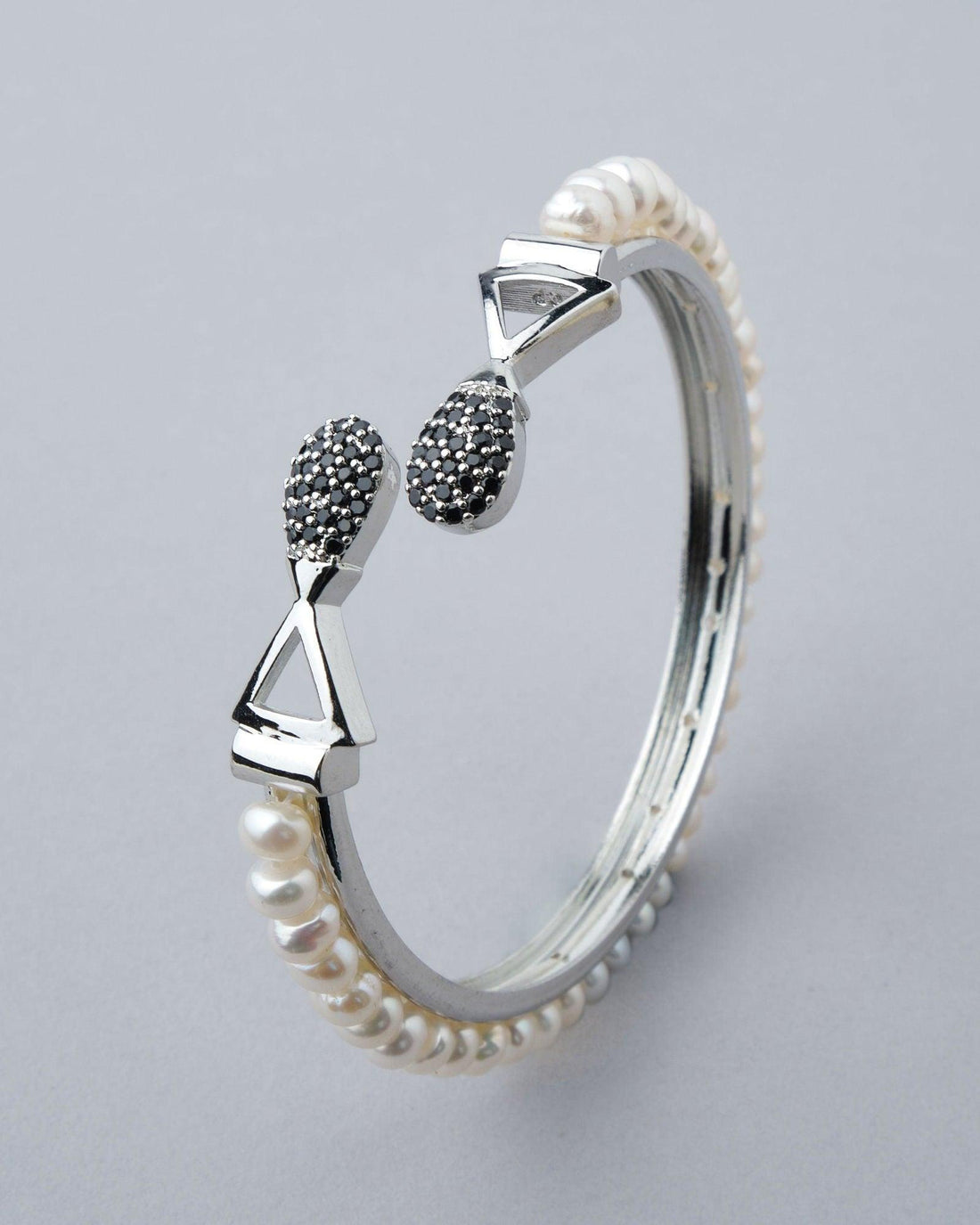 Stately Stone Studded Pearl Bangle - Chandrani Pearls