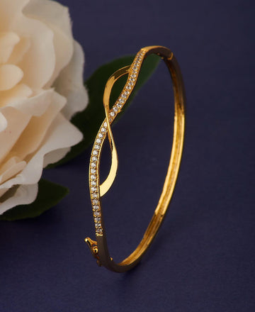 Statement Gold Metallic Bangle - Chandrani Pearls