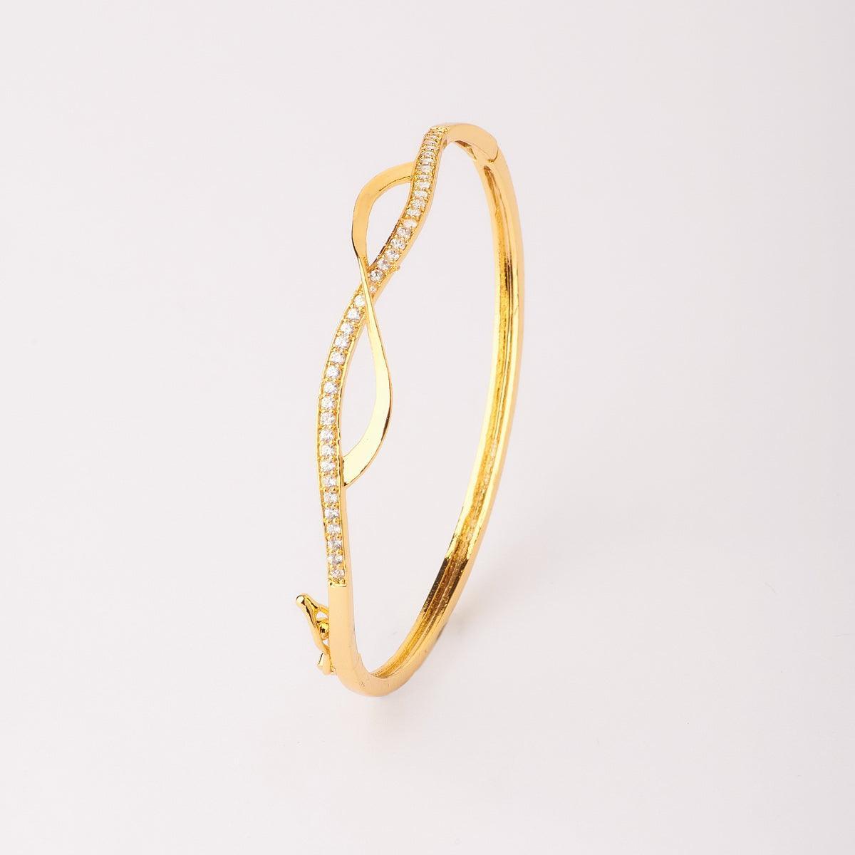 Statement Gold Metallic Bangle - Chandrani Pearls