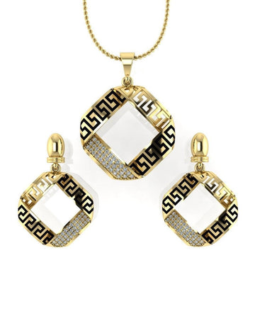 Sterling Stone Studded Silver Pendant Set - Chandrani Pearls