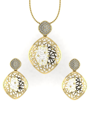 Sterling Stone Studded Silver Pendant Set - Chandrani Pearls