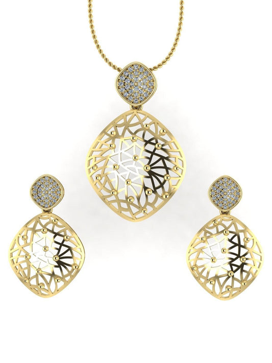 Sterling Stone Studded Silver Pendant Set - Chandrani Pearls