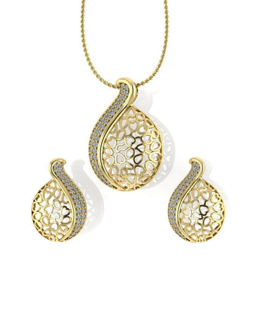 Sterling Stone Studded Silver Pendant Set - Chandrani Pearls