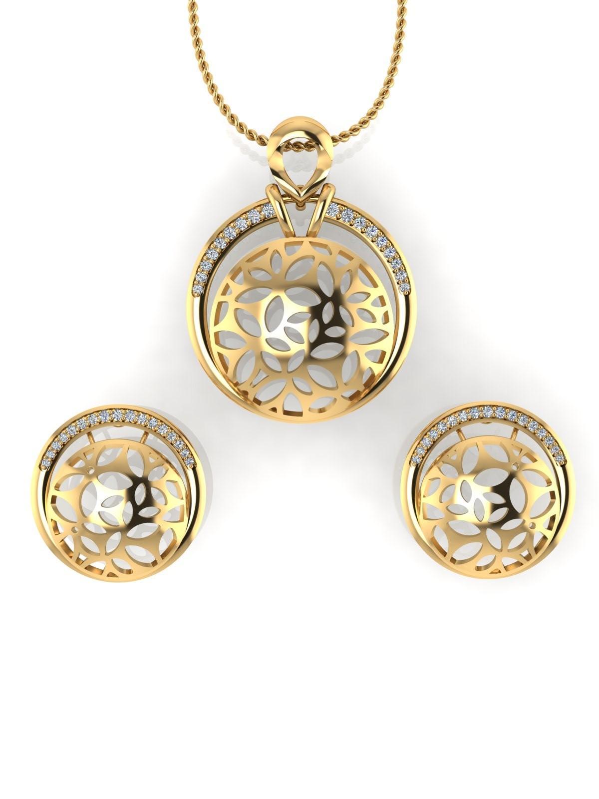 Sterling Stone Studded Silver Pendant Set - Chandrani Pearls