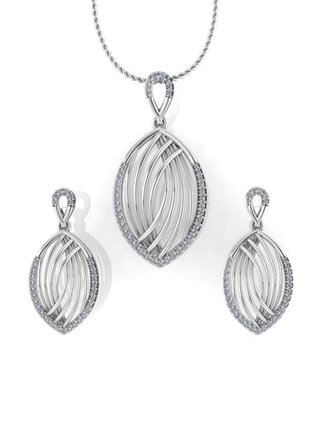 Sterling Stone Studded Silver Pendant Set - Chandrani Pearls