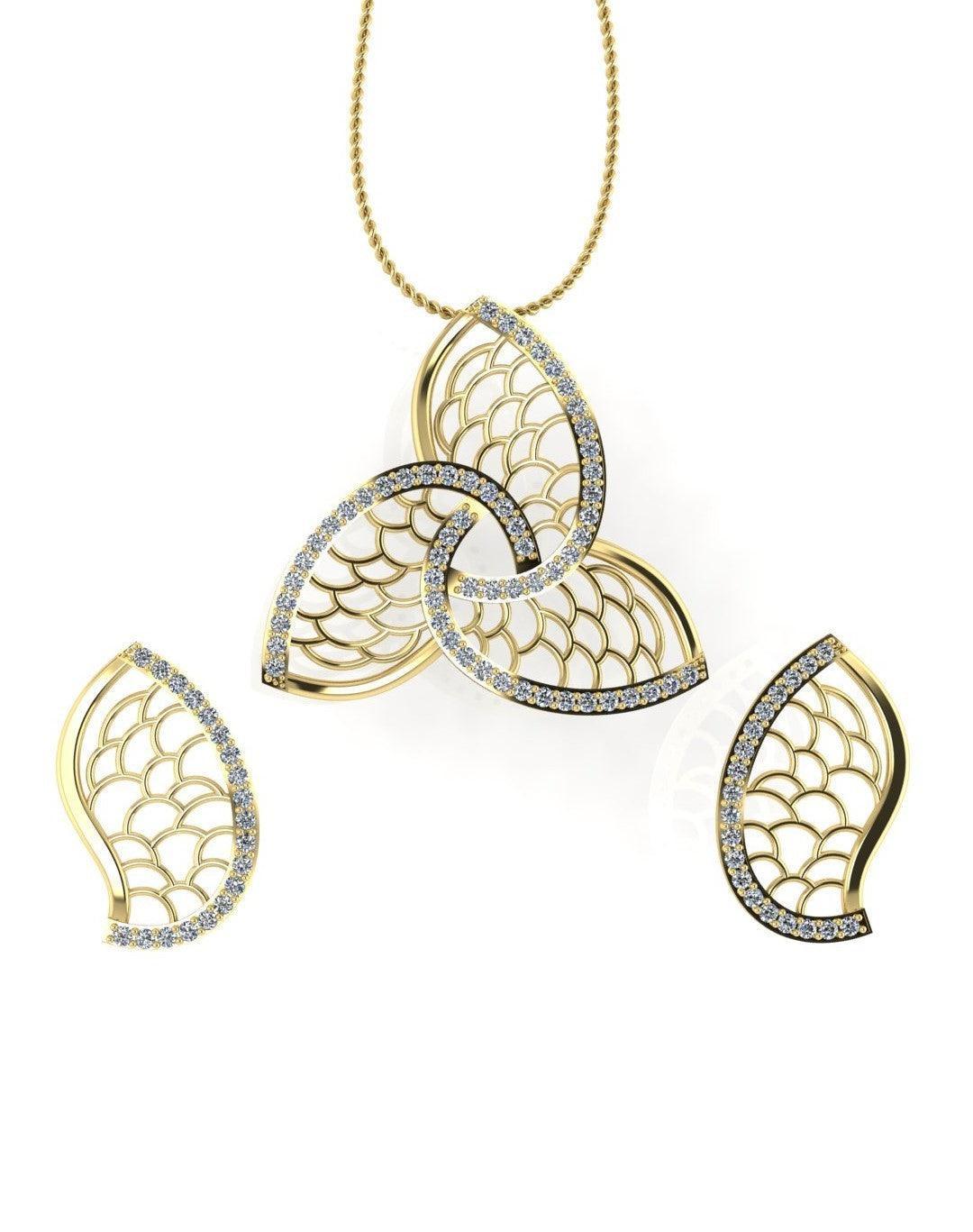 Sterling Stone Studded Silver Pendant Set - Chandrani Pearls
