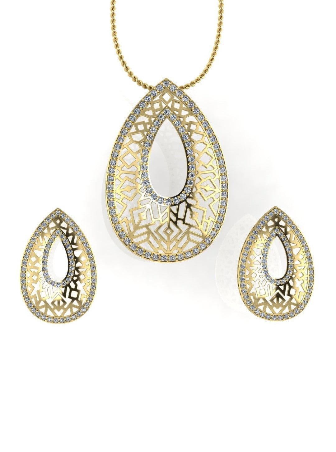 Sterling Stone Studded Silver Pendant Set - Chandrani Pearls