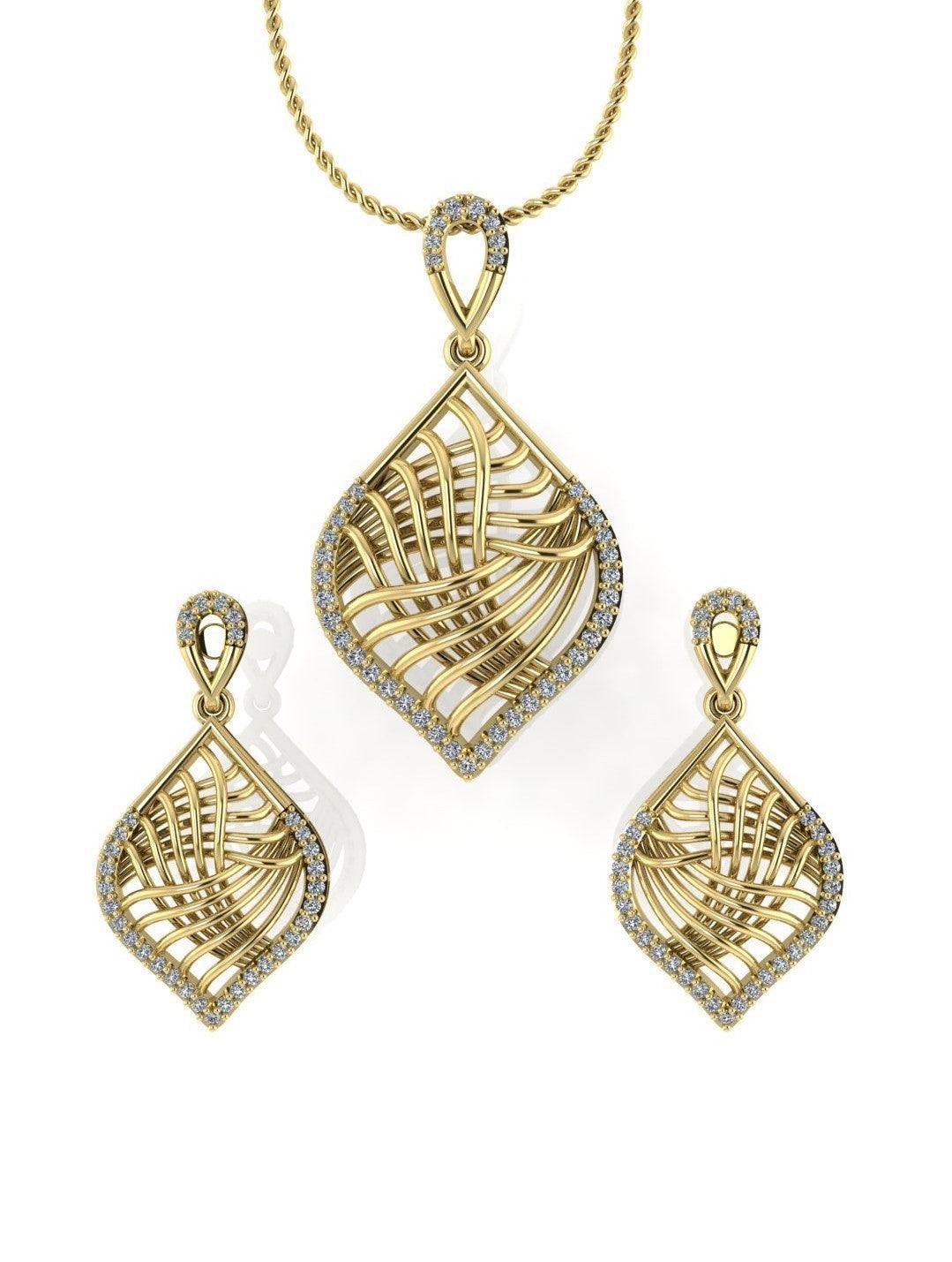 Sterling Stone Studded Silver Pendant Set - Chandrani Pearls