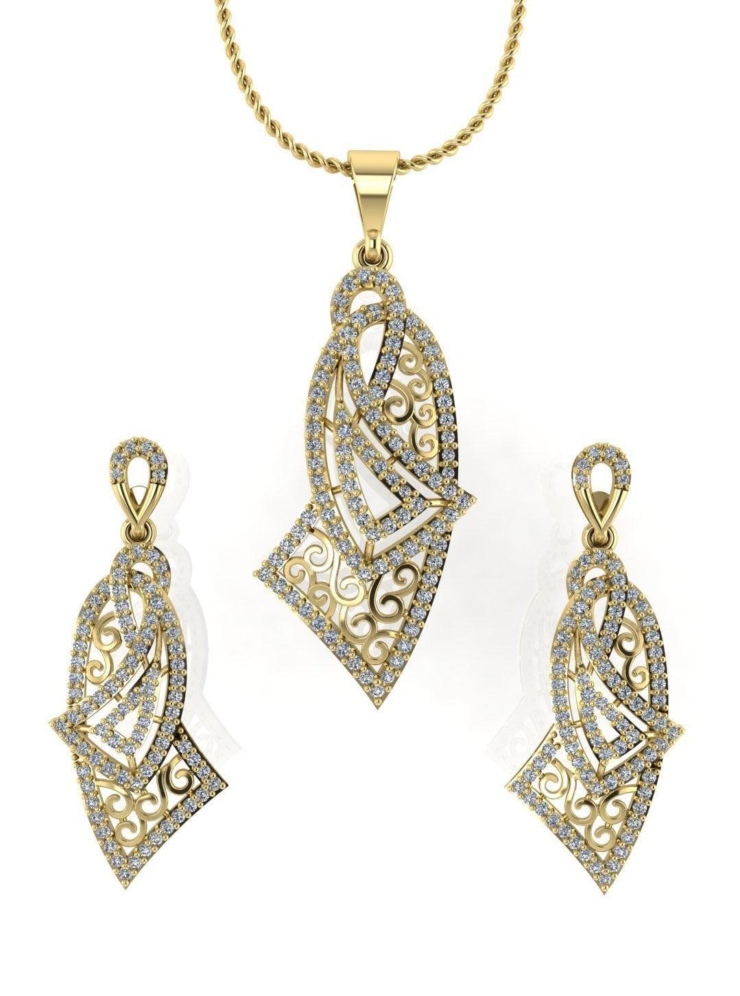 Sterling Stone Studded Silver Pendant Set - Chandrani Pearls