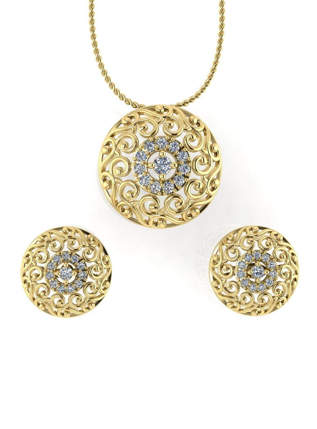 Sterling Stone Studded Silver Pendant Set - Chandrani Pearls