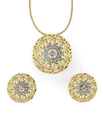 Sterling Stone Studded Silver Pendant Set - Chandrani Pearls