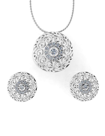 Sterling Stone Studded Silver Pendant Set - Chandrani Pearls