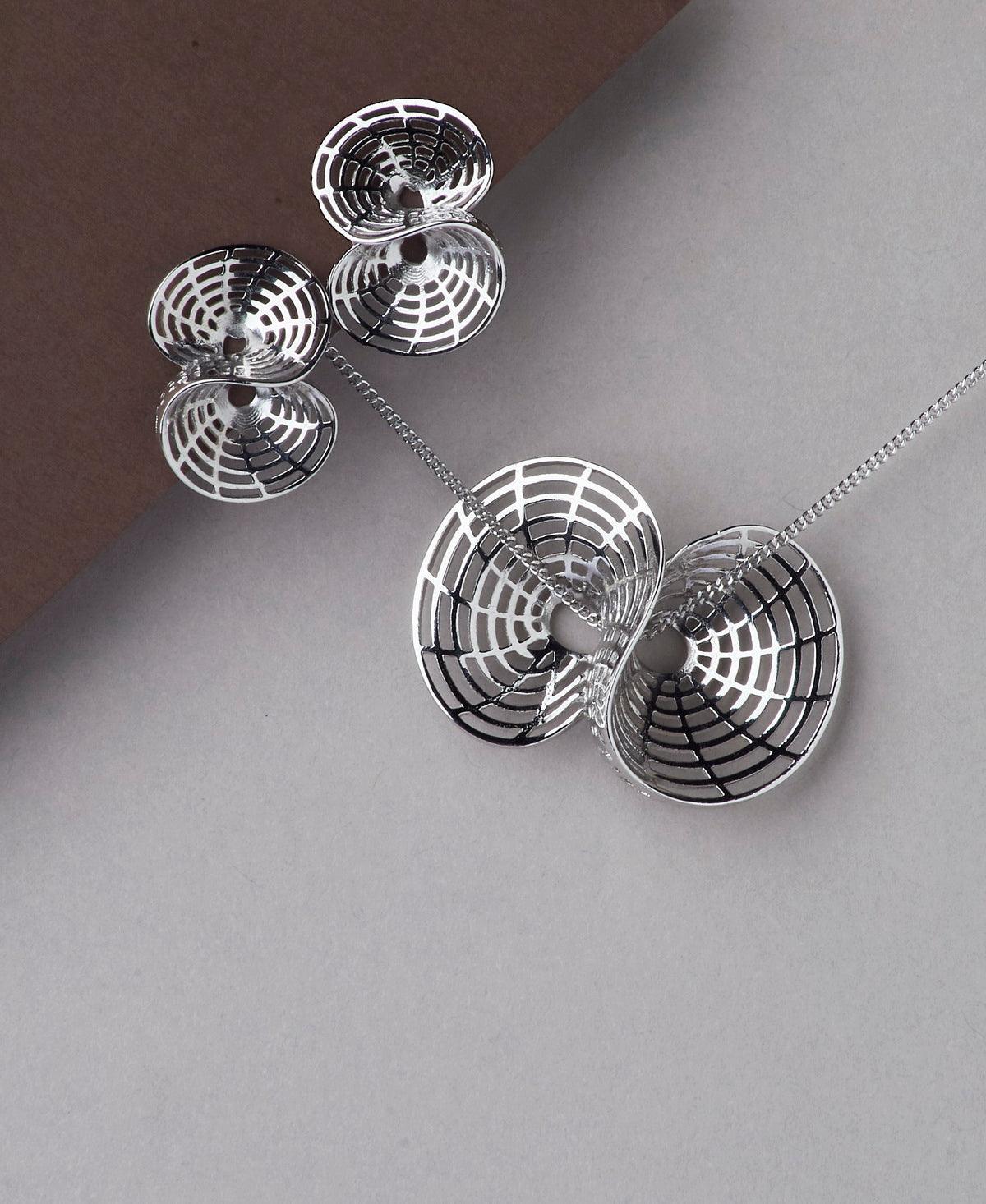 Sterling Stone Studded Silver Pendant Set - Chandrani Pearls
