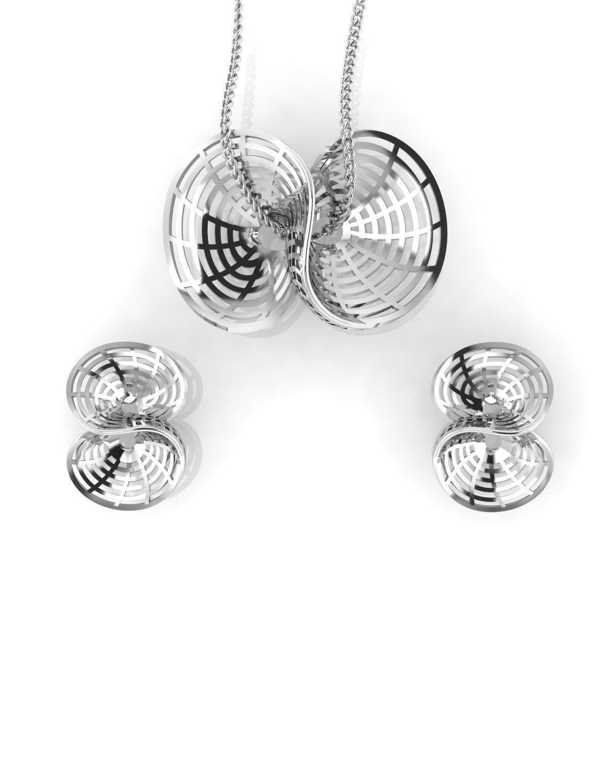 Sterling Stone Studded Silver Pendant Set - Chandrani Pearls