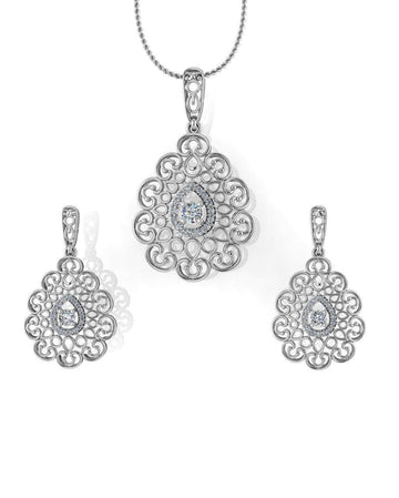 Sterling Stone Studded Silver Pendant Set - Chandrani Pearls