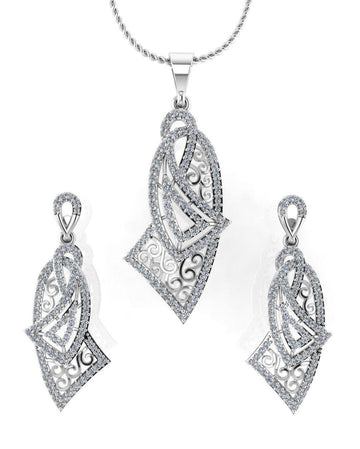 Sterling Stone Studded Silver Pendant Set - Chandrani Pearls