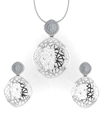 Sterling Stone Studded Silver Pendant Set - Chandrani Pearls