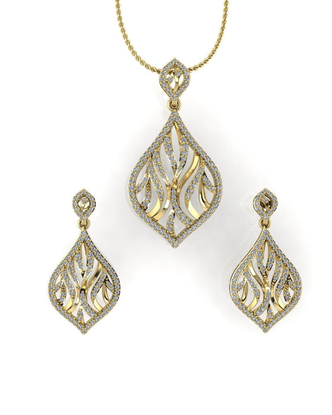 Sterling Stone Studded Silver Pendant Set - Chandrani Pearls