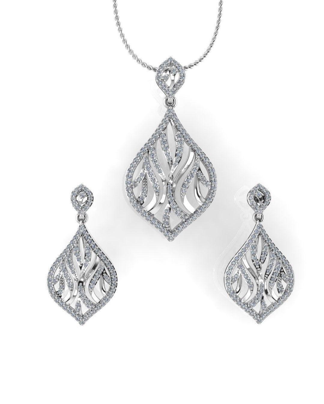 Sterling Stone Studded Silver Pendant Set - Chandrani Pearls