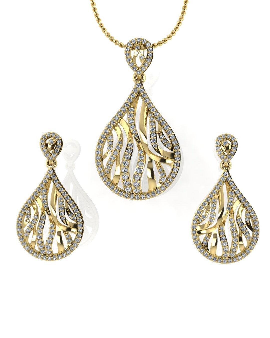 Sterling Stone Studded Silver Pendant Set - Chandrani Pearls