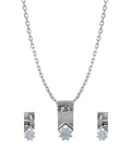 Sterling Stone Studded Silver Pendant Set - Chandrani Pearls