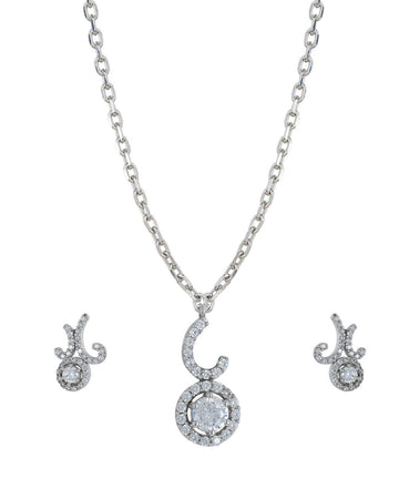Sterling Stone Studded Silver Pendant Set - Chandrani Pearls