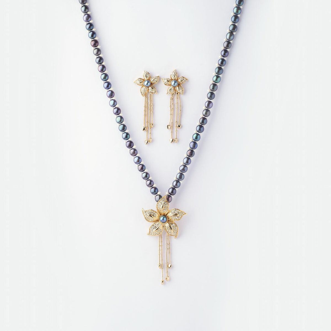 Stunning Floral Real Pearl Necklace Set - Chandrani Pearls