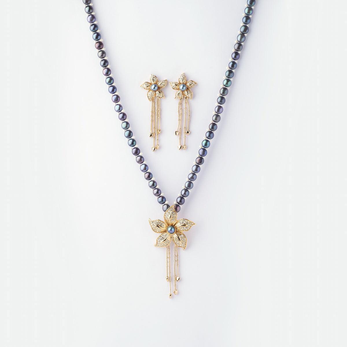 Stunning Floral Real Pearl Necklace Set - Chandrani Pearls