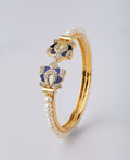 Stunning Floral Stone Studded Pearl Bangle - Chandrani Pearls