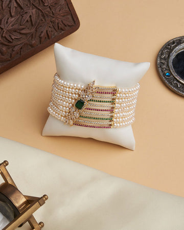 Stunning Multistring Pearl and Stone Bracelet - Chandrani Pearls