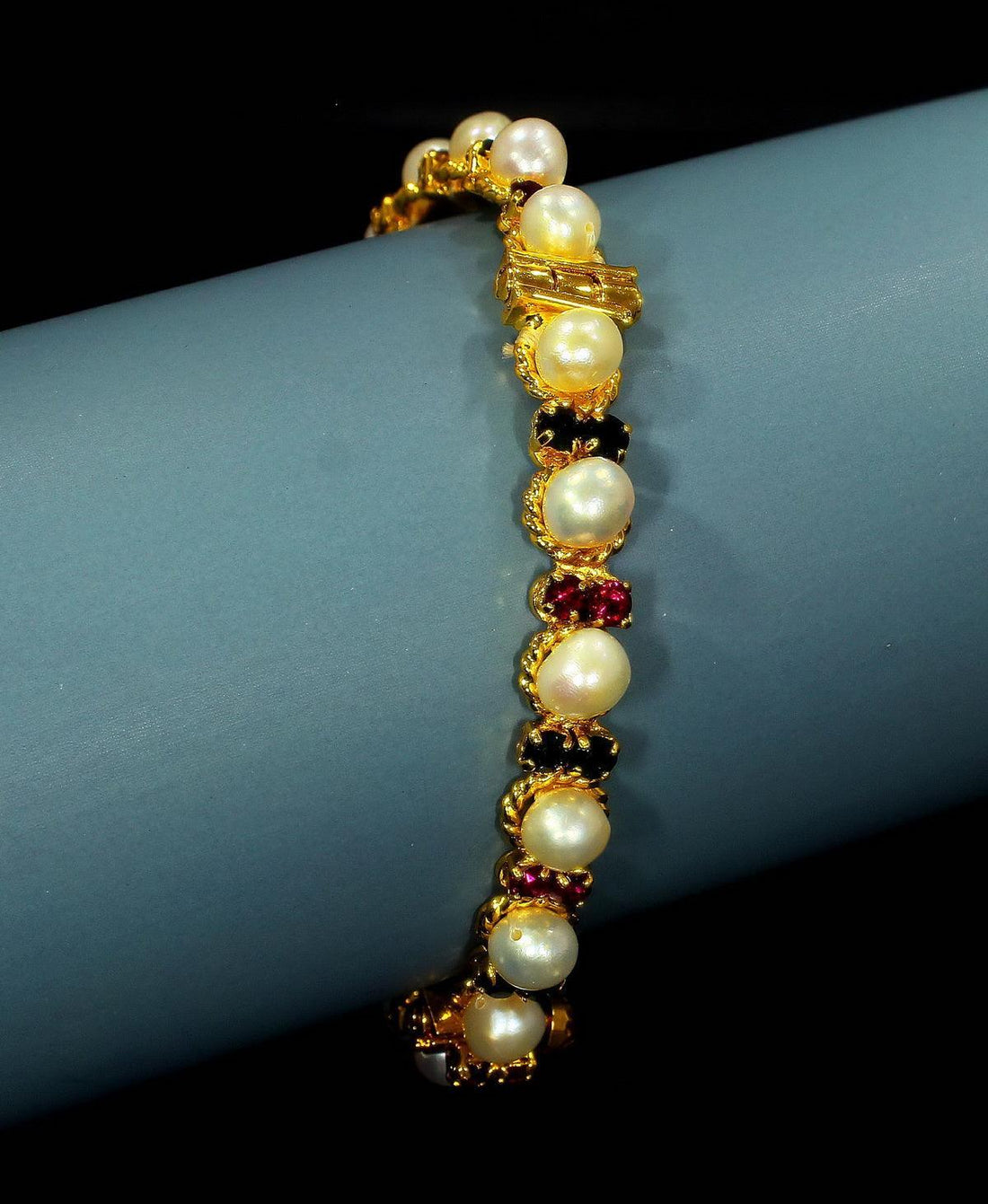 Stunning Stone Studded Pearl Bangle - Chandrani Pearls