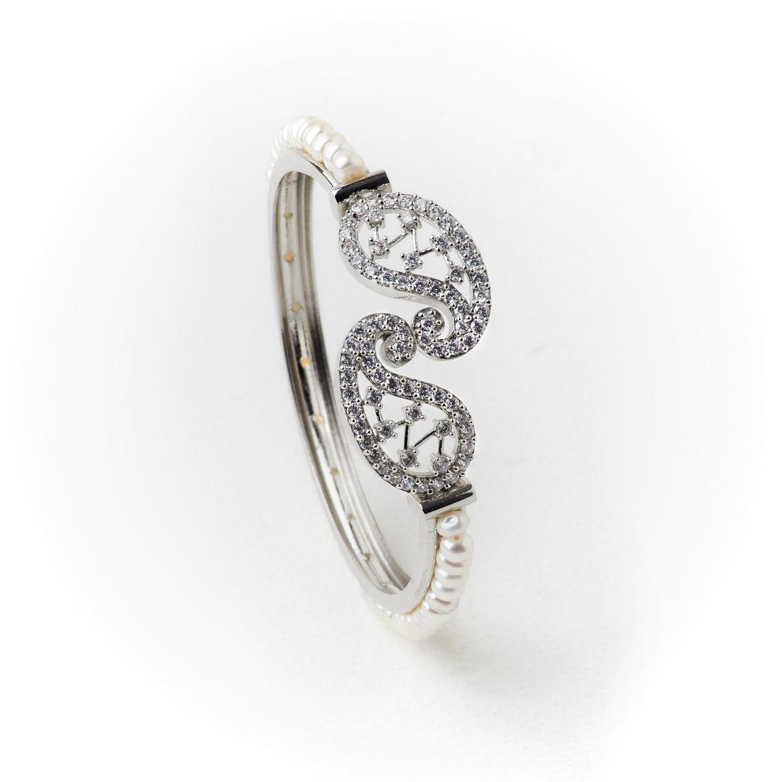 Stunning Stone Studded Pearl Bangle - Chandrani Pearls