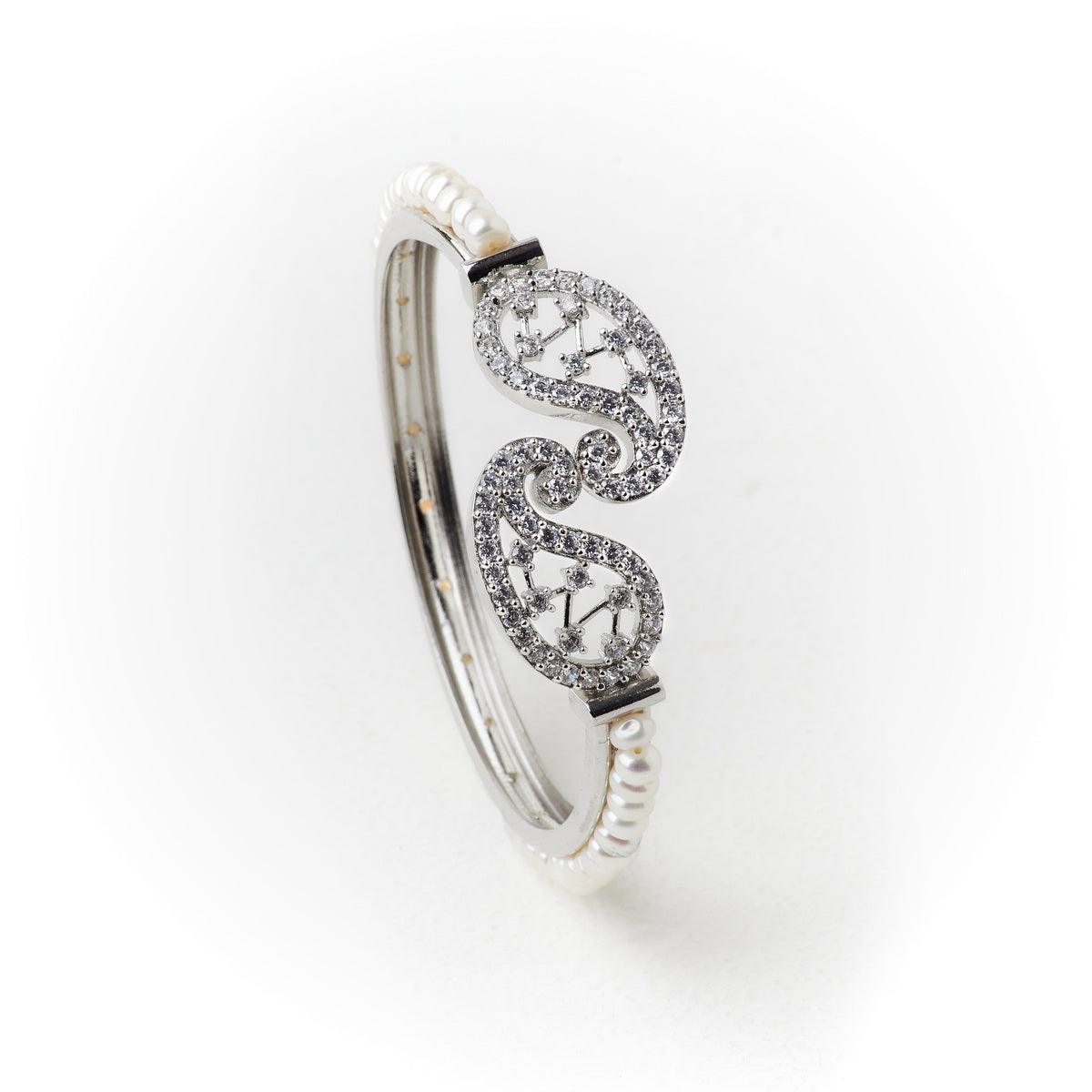 Stunning Stone Studded Pearl Bangle - Chandrani Pearls