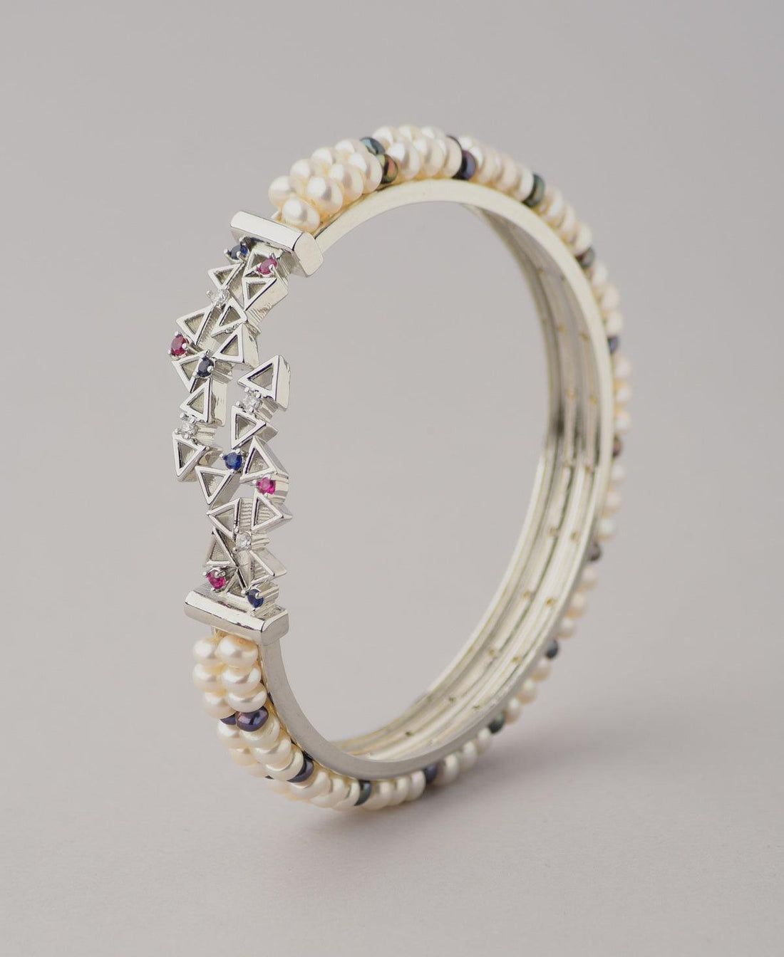 Stunning Stone Studded Pearl Bangle - Chandrani Pearls