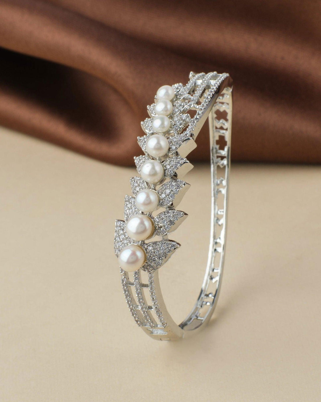 Stunning Stone Studded Pearl Bangle - Chandrani Pearls