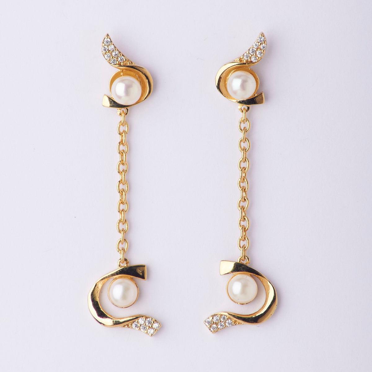 Stylish Real Peal Earring - Chandrani Pearls